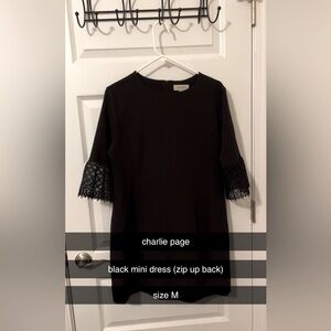 CHARLIE PAGE black mini dress size Medium 
Zip up back